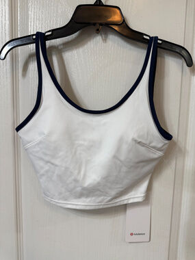 lululemon Women's Scoop-Neck Cutout Tennis Tank White w/Black Trim Small